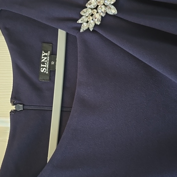 SL FASHIONS NEW YORK BRAND WOMEN'S BLUE SLEEVELESS DRESS SIZE 12 - Picture 5 of 14